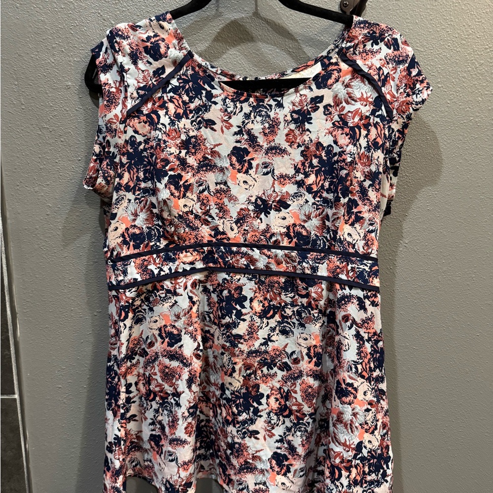 Motherhood Navy and Coral Floral Blouse